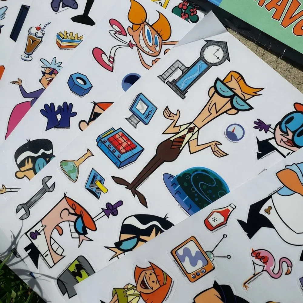 Johnny Bravo Dexter's Laboratory LARGE Vinyl Sticker pack and storyboards Crazy